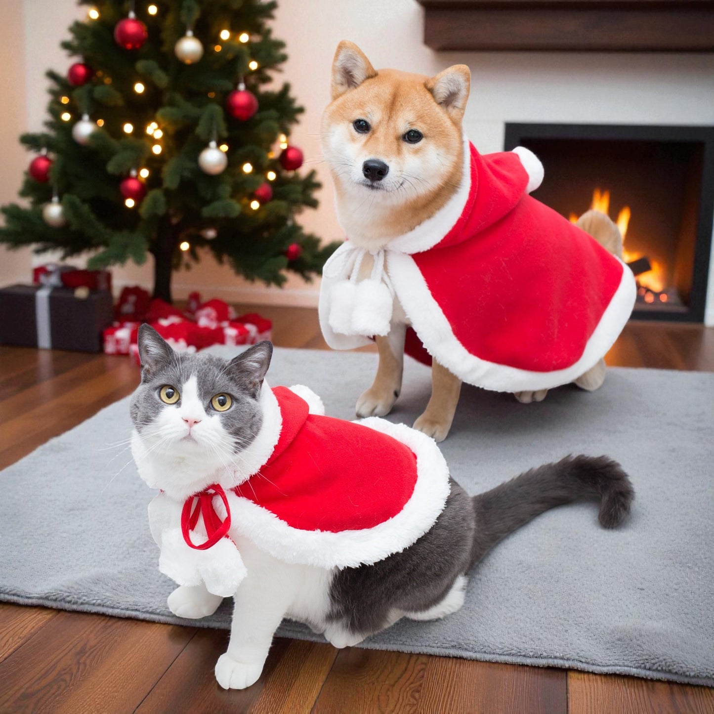 Cape rouge de Noël avec capuche